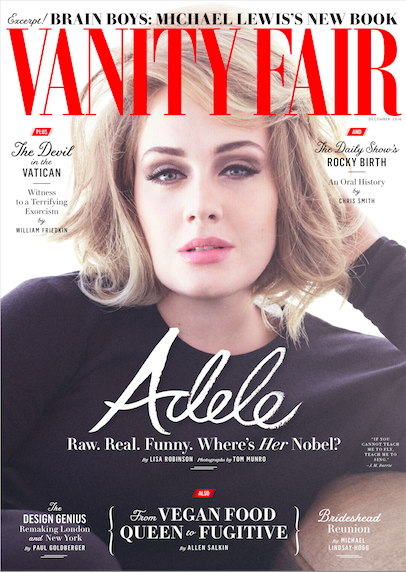 And while this year has been a hot pile of flaming garbage for many reasons, I have some good news for you - Adele is on the cover of December's Vanity Fair! Warning: she looks amazing.