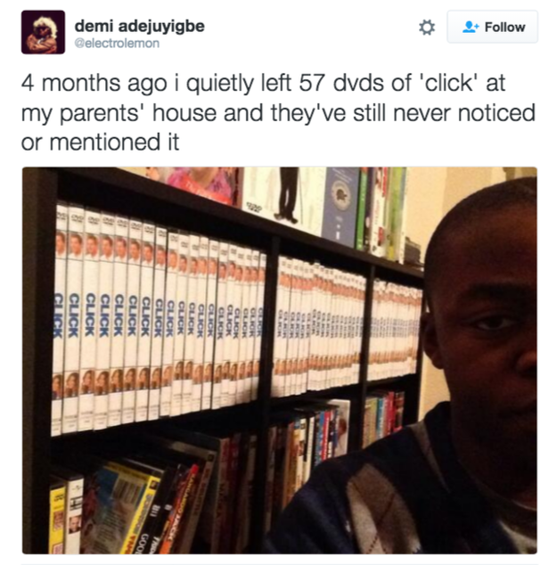 When these parents didn't notice a change in their DVD collection.