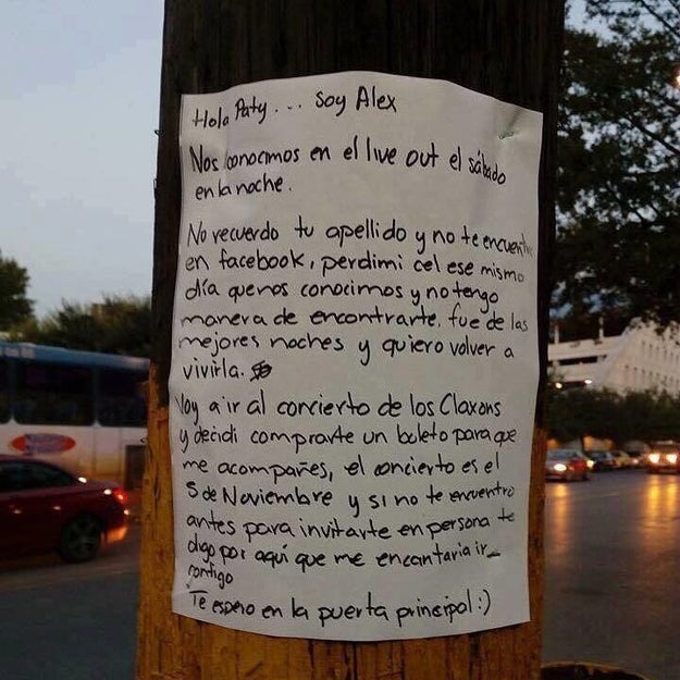 Dos días después del festival, apareció un cartel frente al Tec de Monterrey donde un chico llamado Alex mostró públicamente su obsesión por encontrar a Paty.