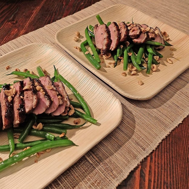 Or feel better with these compostable palm-leaf plates that will look bangin' with your plated feast.