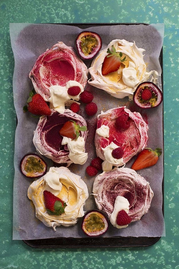 Dust some freeze-dried fruit powder on your meringues to make them really POP.