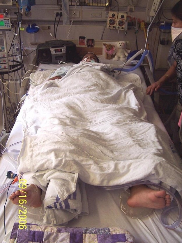 But even though she was awake, her condition was still serious. Modi was paralysed from the neck down.