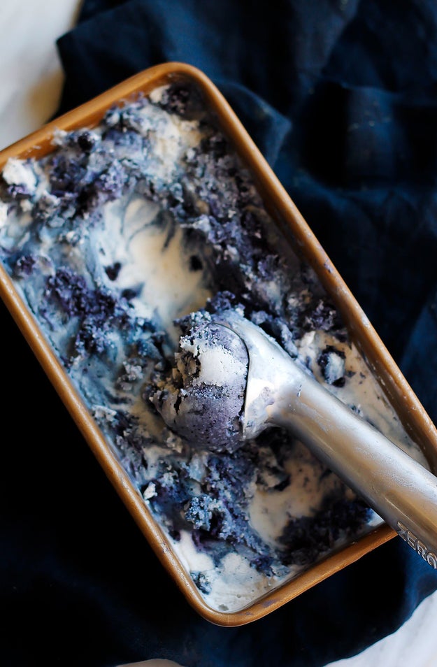 Swirl around a bunch of wild blueberries in your vegan lavender and coconut ice cream concoction for your viewing (and eating) pleasure.