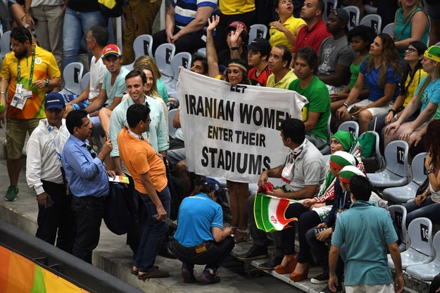 The controversy crosses two major issue areas for women's rights campaigners in Iran: the involvement of women in sport and women's dress codes. 

Iranian women have protested over these issues in recent years, calling to be allowed to watch and participate in sports games and sharing photos of themselves on social media not wearing a hijab, a legal clothing requirement in Iran.