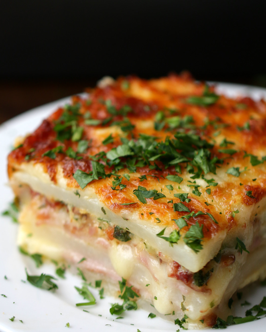 Kartoffel-Lasagne mit Schinken und Käse geht immer