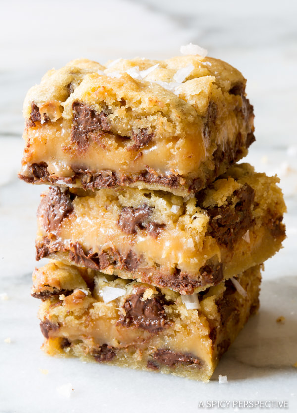 Salted Caramel Chocolate Chip Cookie Bars