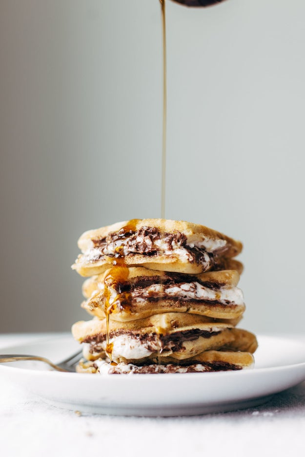 S'mores Waffle With Nutella And Toasted Coconut