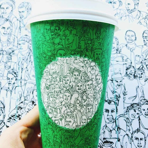 On Tuesday, Starbucks announced a new limited edition cup featuring "mosaic of more than a hundred people drawn in one continuous stroke." As you may have noticed, it's green, unlike the traditional "red cups" the coffee company serves every year around the holidays.