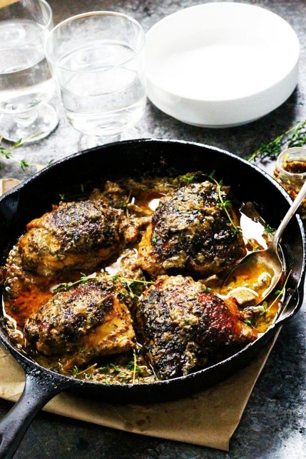 One-Skillet Chicken With White Wine and Mustard Cream Sauce