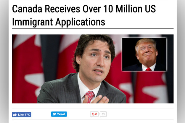 Those real events created an opportunity for hoaxsters to try and fool people. Two Canadian teenagers running a trio of fake news websites were recently profiled by BuzzFeed News, and this week they scored a big hit with the ridiculous claim that 10 million Americans had applied to immigrate: