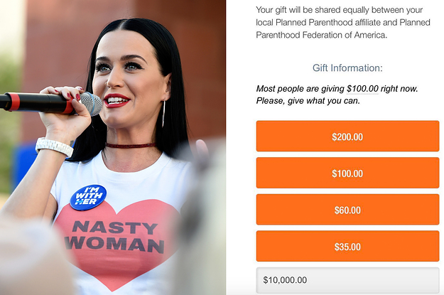 Katy Perry Just Donated 10 000 To Planned Parenthood After Trump S Win