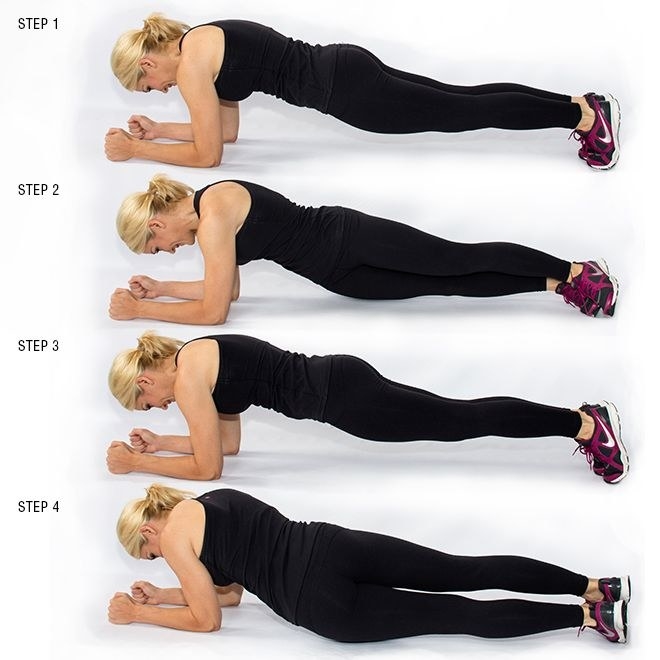 How to Make:# Do low standard plank.# Roll the hips toward one side. Try to touch the ground as you rotate.# Return to center and repeat to the other side.# Continue alternating for 20 seconds.