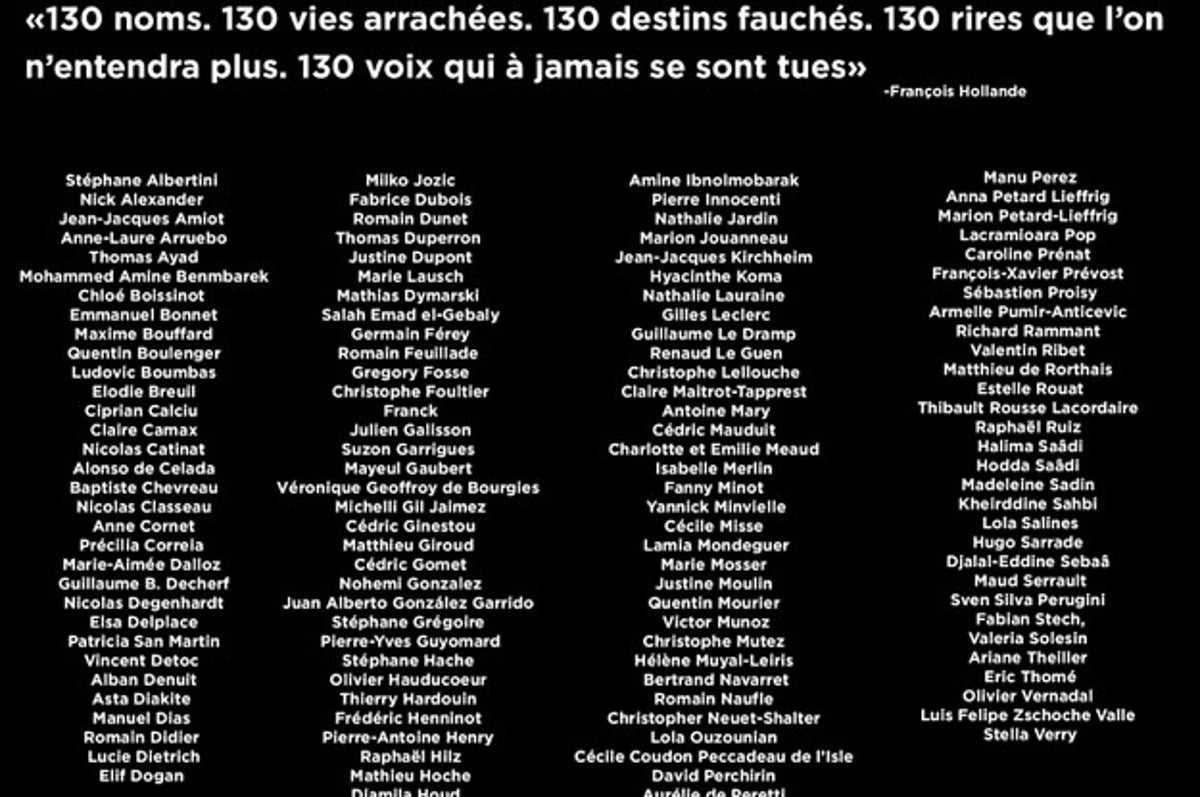 Attentats De Paris Voici La Liste Des 130 Victimes