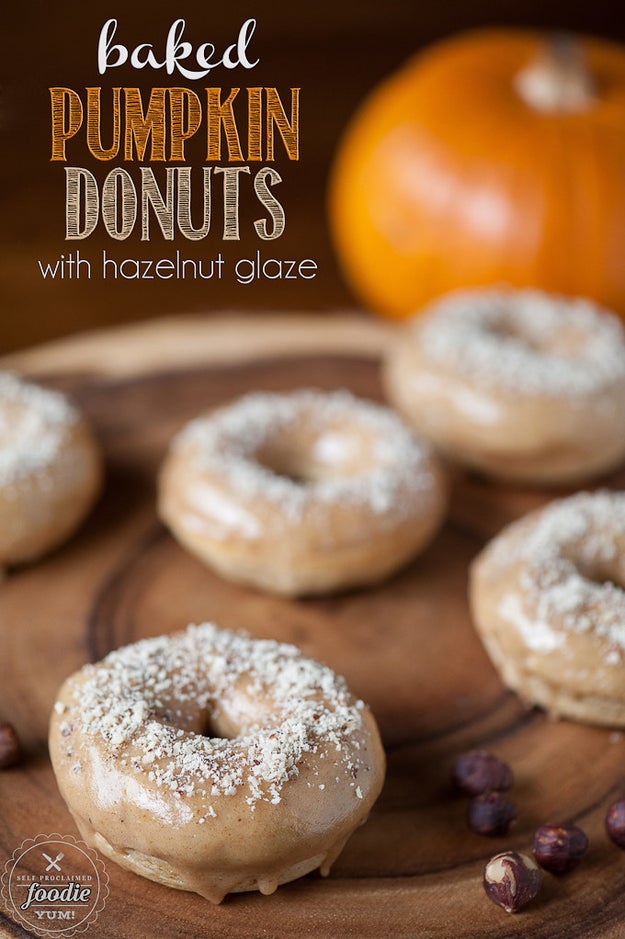 Pumpkin Donuts With Hazelnut Glaze