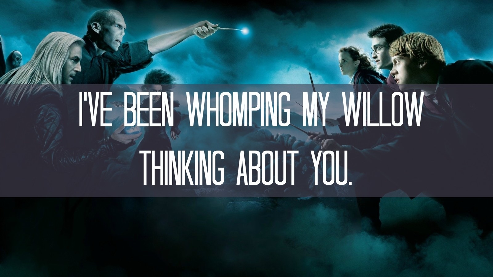 Voldemort and Death Eaters face off against Harry, Ron, and Hermione
