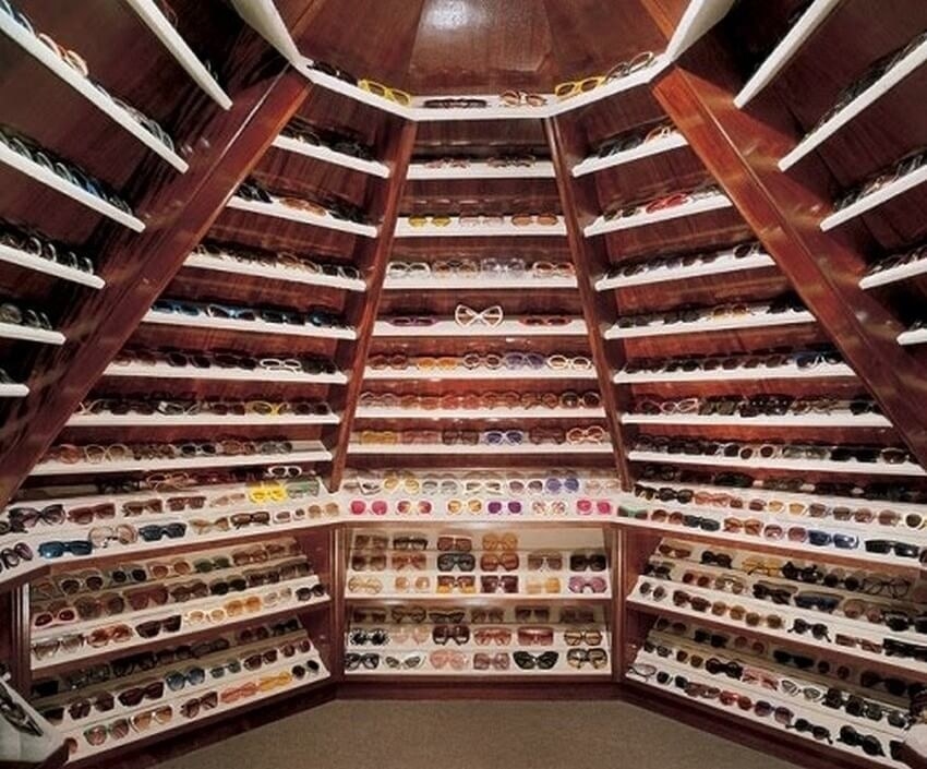 Last but not least, check out this awe-inspiring closet created just for Elton John’s spectacular sunglass collection!