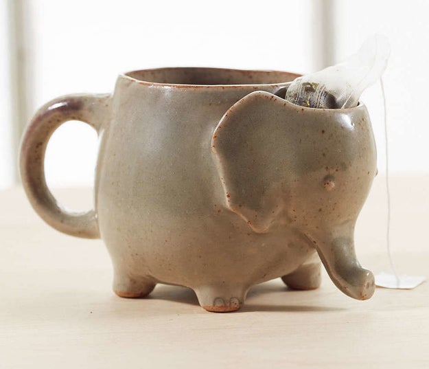 An adorable elephant mug with a compartment for the teabags your roommate usually leaves on the end table.