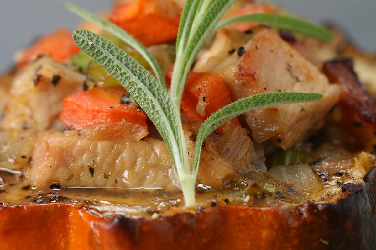 This Turkey Stuffed Acorn Squash Is A Delicious Way To Use Your Thanksgiving Leftovers From my leftovers i was able to make a 9x9 pan of leftover turkey and stuffing casserole and a batch of my leftover turkey sliders. this turkey stuffed acorn squash is a