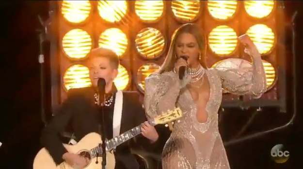 So Beyoncé performed with The Dixie Chicks at the Country Music Awards tonight, and of course, she slayed.