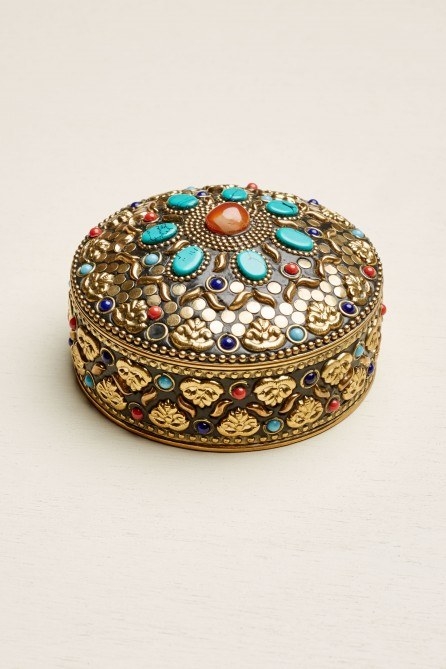 Brass and Stone Flower "Keepsake" Box$19.95