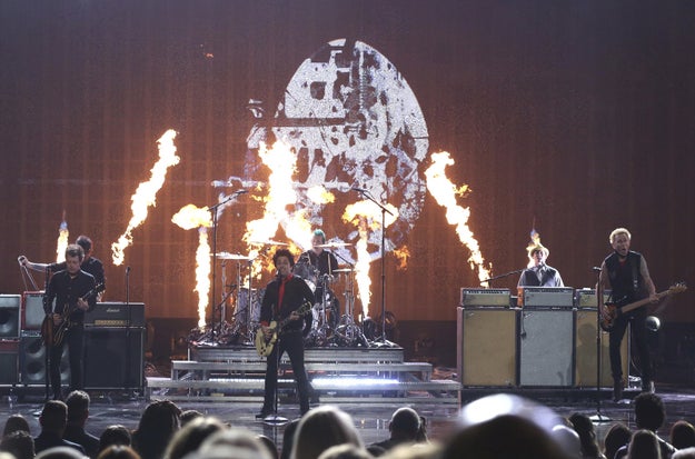 Punk rockers Green Day performed their new song, "Bang Bang," Sunday night at the American Music Awards.