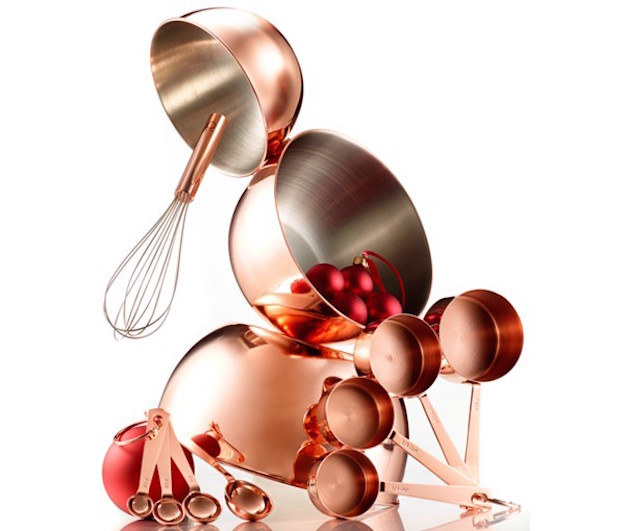 A shiny copper baking set that includes all the basic prep tools you could ever need.