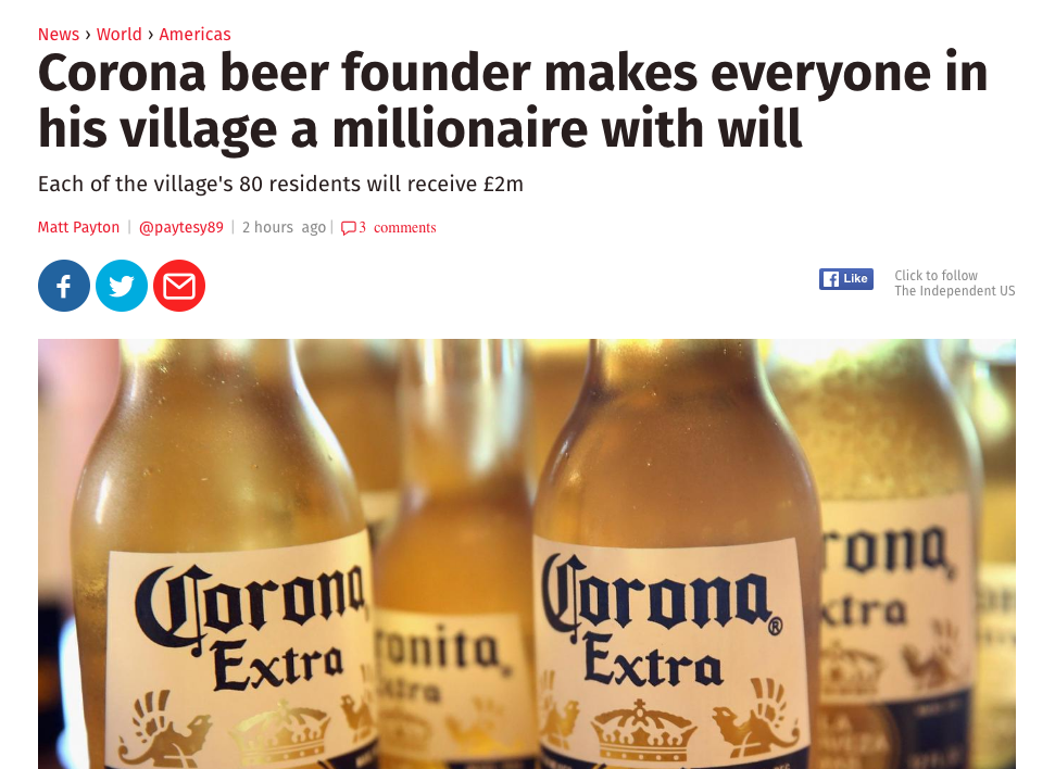 Billionaire founder of Corona beer brewery makes EVERYONE in his