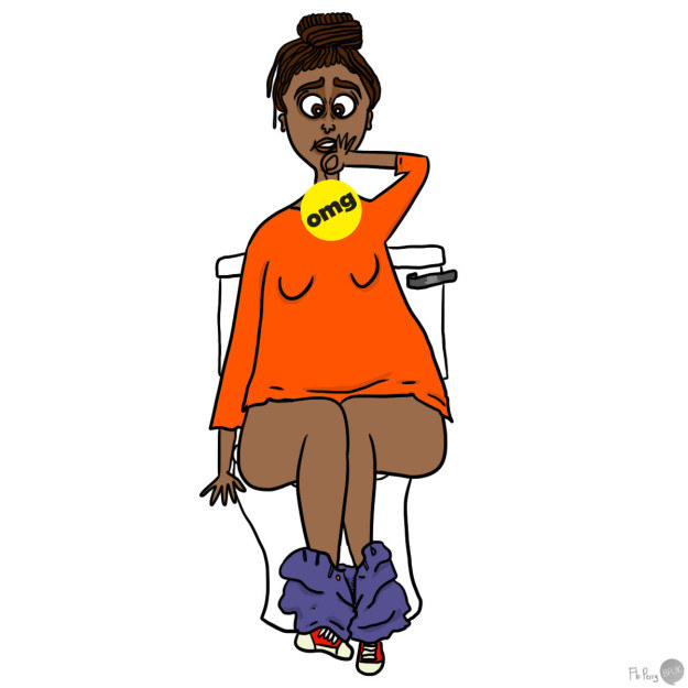 2. Examinar o seu absorvente todo nojento depois de retirá-lo ~de você~.