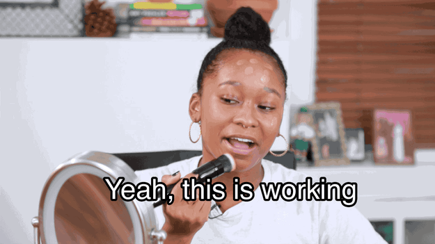 And if you're a tinted moisturizer person, Freddie found the foundation brush was really good at blending that: