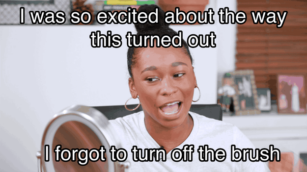 So all three of us used the brush to apply foundation, blush, and setting powder, and here's what we think are the pros: First, it's excellent at blending pressed blush.