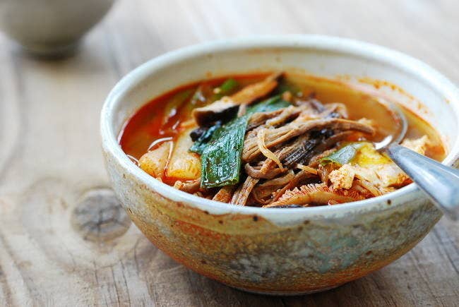What is it? Spicy shredded beef stewDon&#x27;t worry, yukgaejang is not as spicy as its scary red color might suggest. In fact, it&#x27;s considered a comfort food and is a staple dish in every Korean home. Recipe here.