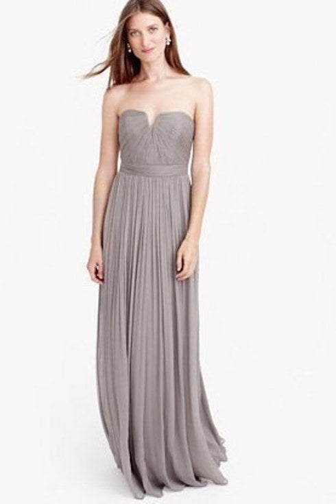 grey j crew bridesmaid dresses Sweetheart Taupe Pleated Bodice Long Bridesmaid Dress – FancyVestido main image 0