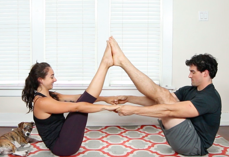 Yoga for couples with touches