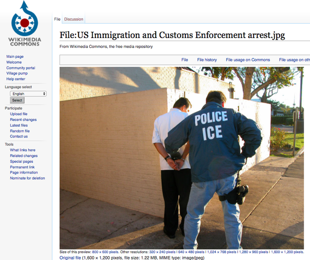 The image has been online since at least 2015, and can be downloaded from Wikimedia Commons. No undocumented immigrants have been arrested today for trying to vote illegally.