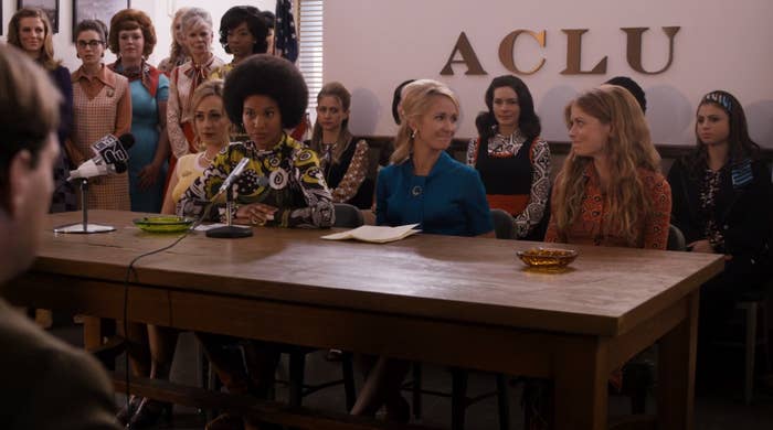 Joy Bryant, Anna Camp, and Genevieve Angelson on Good Girls Revolt.