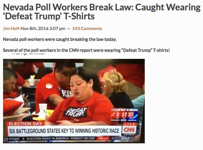 No Poll Workers In Nevada Did Not Wear Defeat Trump Shirts On Election Day