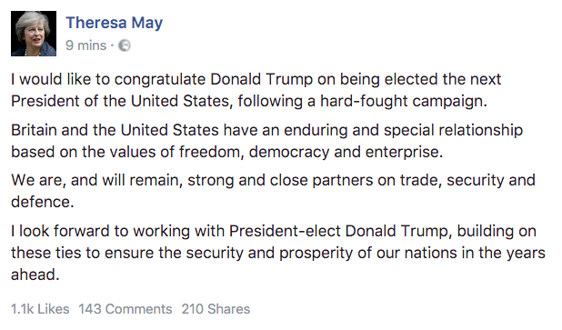 World Leaders Are Congratulating Donald Trump After His Victory