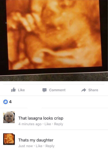 person confusing a baby for a lasagna