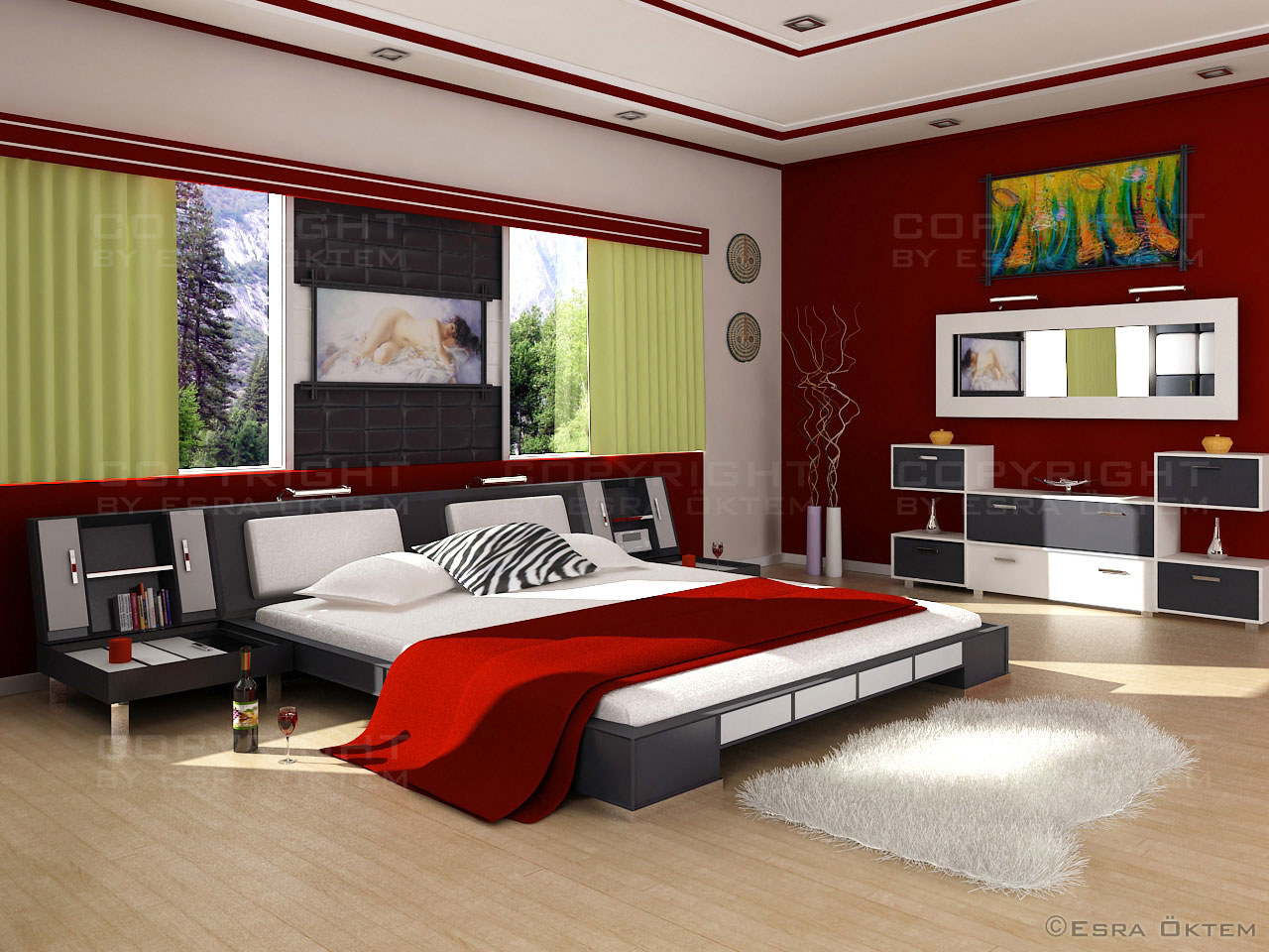 The style of the furniture obviously must be current, with a design of straight lines, light colors. Furniture without handles are very fashionable and look great in a contemporary bedroom.