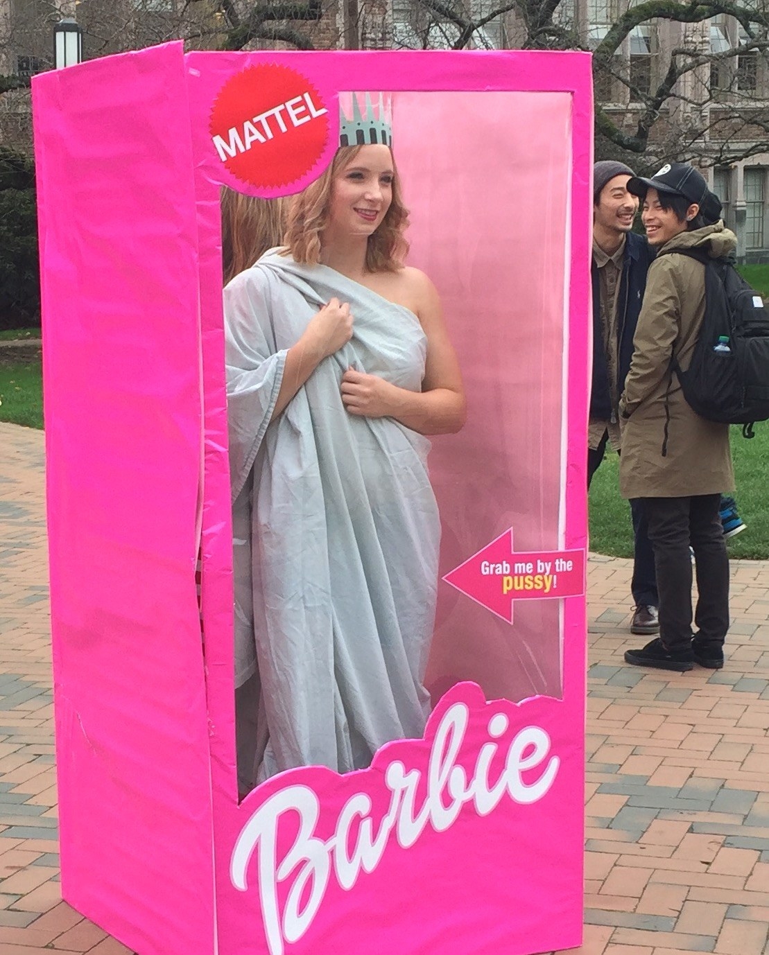 Melinda Erickson in the performance piece on the University of Washington campus