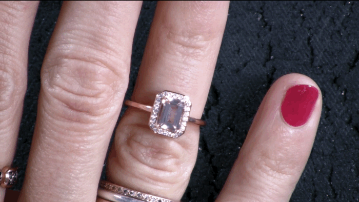 "Pink diamonds are extremely expensive because they're really rare, so morganite is a great way to get that clear pink look," Sheffield said. Morganite is a member of the beryl family (which includes emeralds), and it tends to be very *sparkly*. To play up the color, try setting it in a rose gold band.