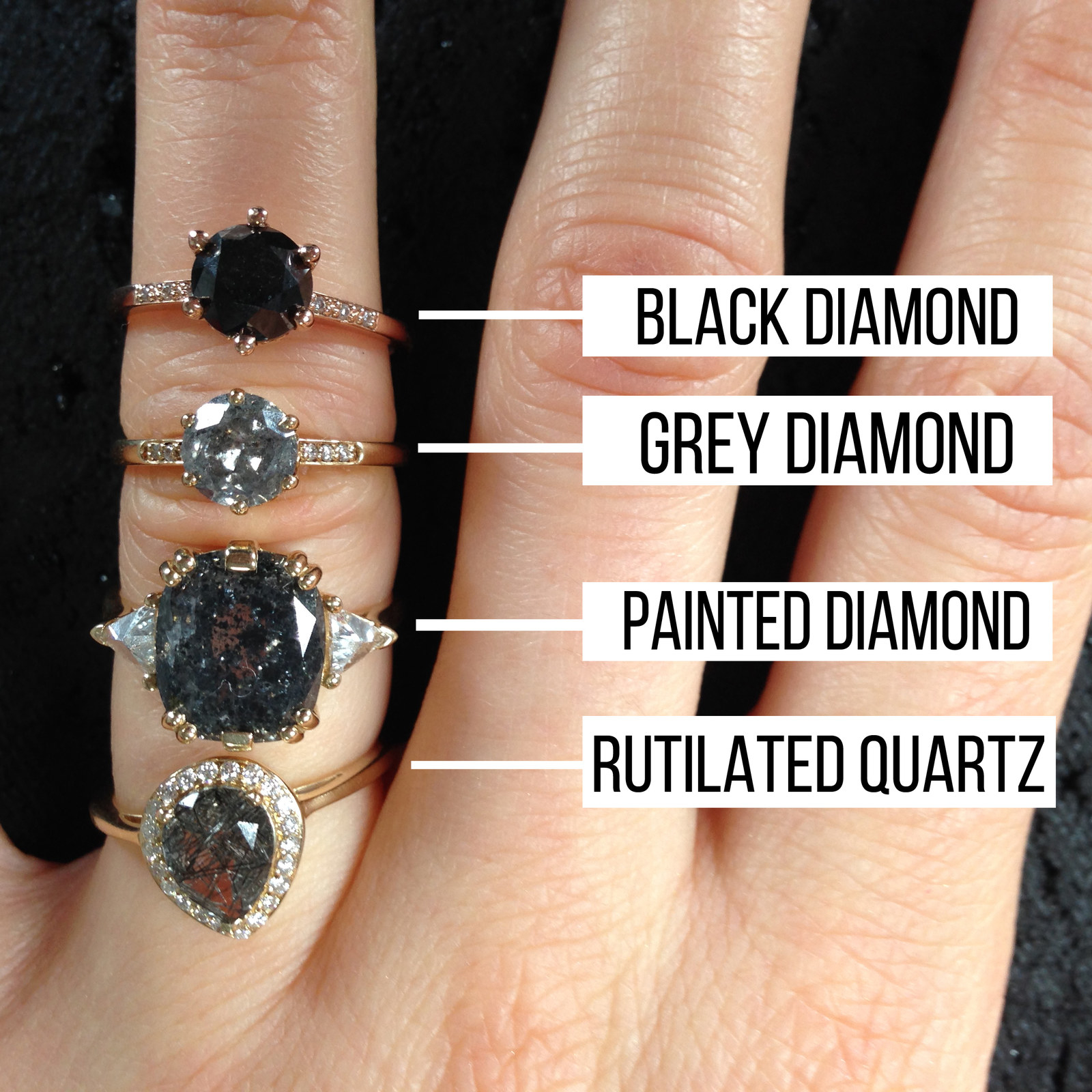 Проверить подлинность бриллианта кольце. Черные бриллианты дороже.