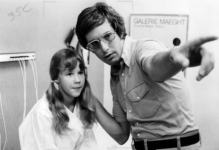 Actor Linda Blair and director William Friedkin during the making of The Exorcist.