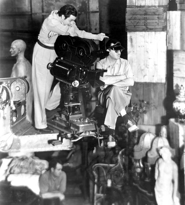 Director, screenwriter, producer, and actor Orson Welles on the set of Citizen Kane.