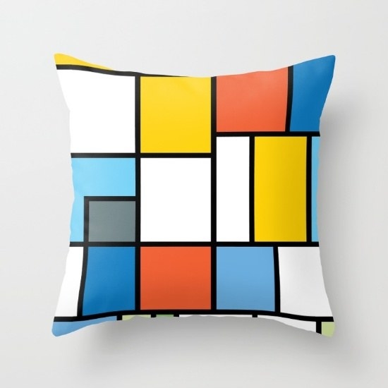 This Mondrian-inspired pillow uses the colour palette of everyone's favourite family and admitted couch-lovers, the Simpsons.