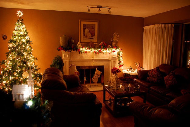 For one, the house is decorated with lights, tinsel, and ornaments instead of streams and balloons.