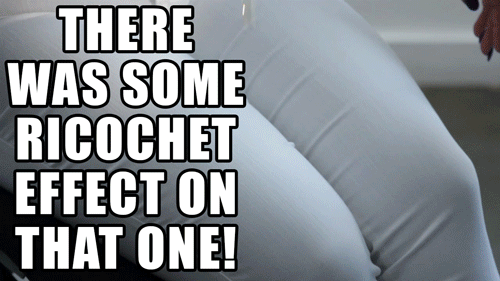 When Nyla tried pouring apple juice on her jeans, it bounced back.