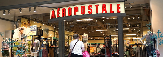 Shoppers and workers in the new Aeropostale clothing store in
