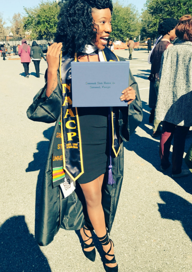 On Dec. 10, Wheeler successfully graduated from Savannah State University AND she has a full ride scholarship to a graduate program in Africana Studies.