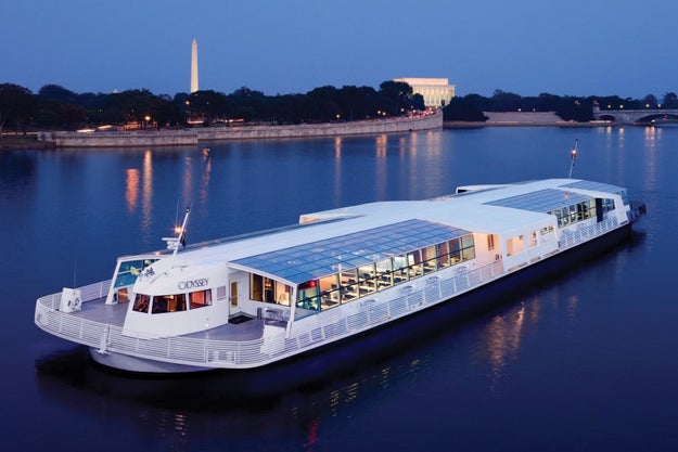Voyage down the Potomac as part of a moonlit dinner cruise aboard the Odyssey.